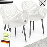 Tillvex&reg; Gartenstuhl 2er Set Wetterfest Mit Armlehne Wei&szlig; Outdoor St&uuml;hle Bis