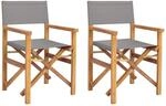 Vidaxl Director Chair Brown And Light Grey Solid Teak Wood