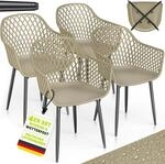 Tillvex&reg; Gartenstuhl 4er Set Wetterfest Mit Armlehne Taupe Outdoor St&uuml;hle Bis