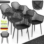 Tillvex&reg; Gartenstuhl 6er Set Wetterfest Mit Armlehne Schwarz Outdoor St&uuml;hle Bis