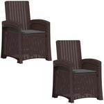 Liegesessel Garten Rattan-optik 2 Stk. Braun Und Anthrazit Pp Vidaxl