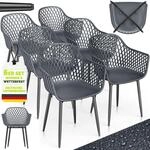 Tillvex&reg; Gartenstuhl 6er Set Wetterfest Mit Armlehne Anthrazit Outdoor St&uuml;hle Bis