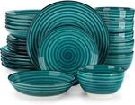 Tafelservice 24-teilig Steingut Bonbon Gr&uuml;n F&uuml;r 6 Personen, Modern,