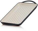 Grillplatte 39,5 X 22 X 3,5 Cm Blue Berry Emailliert Mit Zwei Griffen, Gerippt -