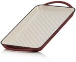 Grillplatte 39,5 X 22 X 3,5 Cm Dark Cherry Emailliert Mit Zwei Griffen, Gerippt...