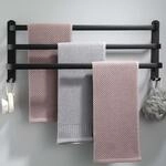 60cm Handtuchhalter Schwarz Ohne Bohren, 3-stufig, Aluminium, F&uuml;r Bad & K&uuml;che