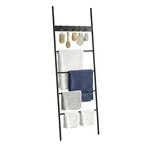 Relaxdays Handtuchleiter, 4 Sprossen, 5 Haken, Hxb: 177x60 Cm, Bad & Schlafzimmer,