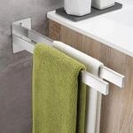 Doppelter Handtuchhalter 38cm Edelstahl Geb&uuml;rstet Silber Zum Bohren