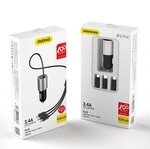 3-in-1 Usb-autoladeger&auml;t + Integriertes Lightning-, Usb-c- Und Micro-usb-kabel