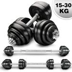 Re:sport&reg; Hantelset Gusseisen 30 Kg Kurzhanteln Langhantel Set Hantel...