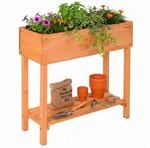 Relaxdays Hochbeet, Garten, Balkon & Terrasse, Mit Ablage, Holz & Vlieseinlage, Hbt:
