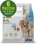 72 Pannolini Igienici A Fascia Per Cani Maschi Dog Nappy - M 6 Pacchi Da 12 Pezzi