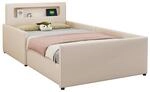 Kinder Einzelbett 90 X 200 Cm Aus Kunstleder Mit Schubladen, Led-nachtlicht Und...