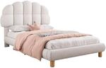 Kinder Einzelbett 90 X 200 Cm Aus Boucle Und Mdf, Verstellbares Kopfteil, 12 Latten,