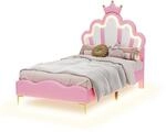 Einzelbett Mit Einstellbarer Led, 90 X 200 Cm Aus Pu Rosa, H&ouml;henverstellbar,...