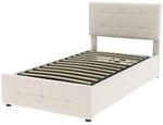 Kinderbett 90x200 Cm, Einzelbett Mit Hydraulik-bettkasten Und Verstellbarem...