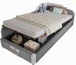 Kinder Einzelbett Mit Hydraulischem Stauraum, Weicher Umrandung Und Tasche, 90 X 200