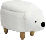 Animal Storage Kinderhocker Hocker Mit Stauraum Gepolstert Eisb&auml;r Wei&szlig; - Svita