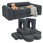 Relaxdays Kinder-spielsofa, Modular, 10-tlg., Weiche Bausteine, Kindercouch, Cord,