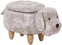 Beliani - Hocker F&uuml;r Kinder Holz Samtstoff Beige Hund-form Mit Stauraum Kinderzimmer