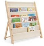 Relaxdays B&uuml;cherregal Kinder, Holz, 6 Stofff&auml;cher, Hxbxt: 80 X 75 X 30 Cm,