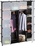 Relaxdays Kleiderschrank Stecksystem Mit 2 Kleiderstangen, Garderobe Mit 14 F&auml;cher,