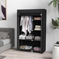 Stoff-kleiderschrank Mit 6 Ablagen Und Kleiderstange 103 X 43 X 162,5 Cm Schwarz