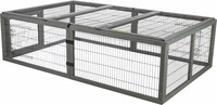 Freilaufgehege Mit Abdeckung, Holz, 174x48x109cm, Grau