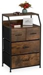 Kommode Industrial, Hbt: 96,5 X 60 X 41,5 Cm, Stoff, Metall, Holzoptik, 4 Schubladen,