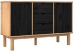 Vidaxl Sideboard Otta Black 113.5 X 43 X 73 Cm Solid Pine Wood
