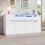 Sideboard Mit Geh&auml;rteter Glasplatte 140 X 40 X 70 Cm Wei&szlig;, 2 Mdf-schubladen