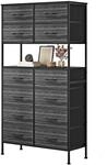 Kommode Mit 12 Stoffschubladen, Hochschrank Mit Metallgestell, Schwarz,...