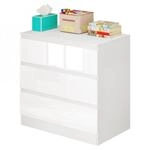 Kommode Mit 3 Schubladen Kommodenschrank Platzsparend, Hochglanz Wei&szlig;, 80x78x48cm -