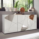 Moderne Hochglanz-kommode Wei&szlig; 181cm 3 T&uuml;ren Spiegel Vittoria Wh S