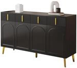 Buffetschrank Sideboard 140cm Schwarz Mit Goldenen Griffen Und Beinen