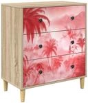 Kommode Aachen Rosa Palmenprint 66 X 36,5 X 75 Cm Holzwerkstoff Vidaxl