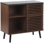 Sideboard Dunkler Holzfarbton Mdf Platte Massivholz 80 X 80 X 40 Cm Rustikal...