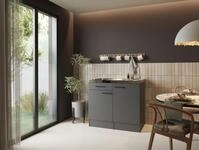 Minik&uuml;che Singlek&uuml;che K&uuml;che Pantry 100 Cm Grau Matt Oliver Respekta