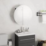 Vidaxl Badezimmerschrank Mit Rundem Spiegel & Led Schwarz 40x40x17,5cm