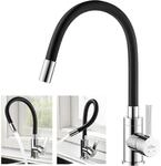 K&uuml;chenarmatur Schwarz Mit Flexiblem Schwenkauslauf 360&deg; Drehbar, Hochdruck