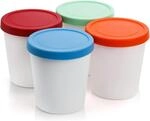 Eiscreme Beh&auml;lter 4 St&uuml;ck Silikondeckel 1 Liter Bpa-frei Gefrierbeh&auml;lter