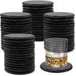 60er Set Schiefer Untersetzer Rund 10,2 Cm Mit Kratzschutz F&uuml;r K&uuml;che & Bar