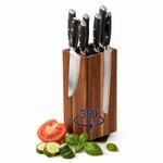 Relaxdays Messerblock Magnetisch, Borsteneinsatz, Drehbar, Akazie, Hxbxt: 26 X 10,5 X