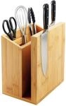 Relaxdays Messerblock Magnetisch, Doppelseitig, Utensilienhalter, Bambus, Hxbxt: 21,5