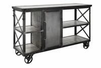 Massivmoebel24 - Servierwagen Mango 137x46x82 Grau Lackiert Heavy Industry 124