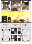 K&uuml;chen-hochschrank Mit 4 T&uuml;ren, 3 Schubladen, Led, Steckdosen Und Usb, Aus...