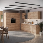 K&uuml;chenzeile Fame-line, Goldkraft Eiche/goldkraft Eiche, 460 Cm, Ap Marmor, Vicco