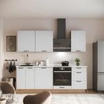 K&uuml;chenzeile Fame-line, Wei&szlig; Landhaus/goldkraft Eiche, 230 Cm, Ap Marmor, Vicco
