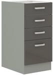 K&uuml;chen Preisbombe - K&uuml;chen Unterschrank 40 Hochglanz Grau K&uuml;chenzeile K&uuml;chenblock