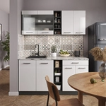 Vicco - Singlek&uuml;che R-line, Wei&szlig; Hochglanz/anthrazit, 160 Cm Ohne Arbeitsplatte